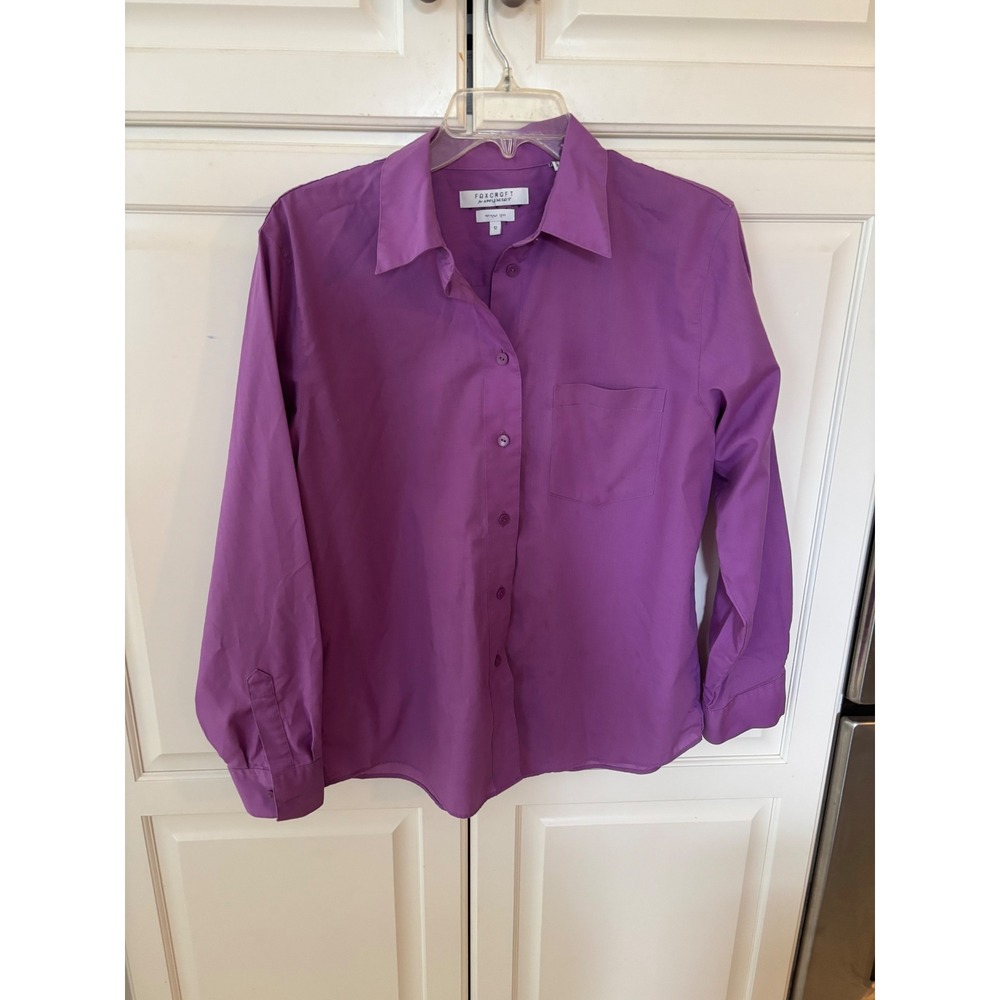 Foxcroft for Appleseeds Purple Wrinkle Free Button Down Shirt Womens 12